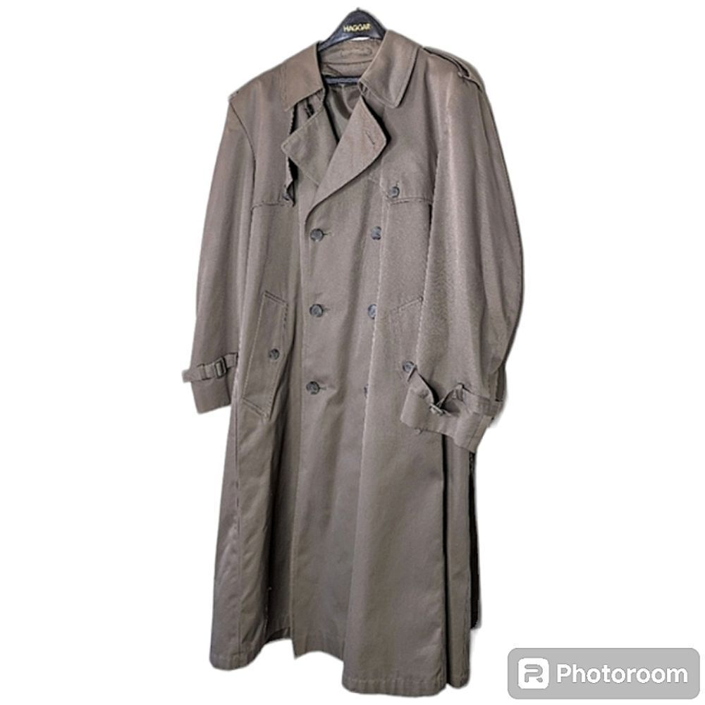 All Weather Cotton Blend Tan Double Breasted Trench Coat size 42 Reg